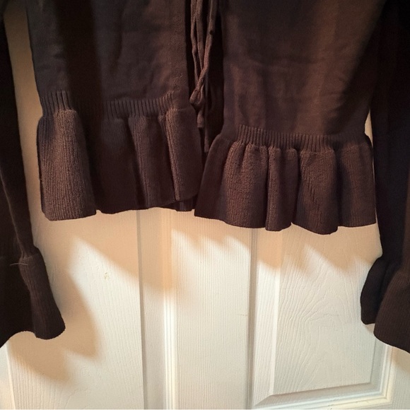 Voodoo Vixen Black Tie Ruffle Cardigan NWT Black XL - Picture 3 of 5